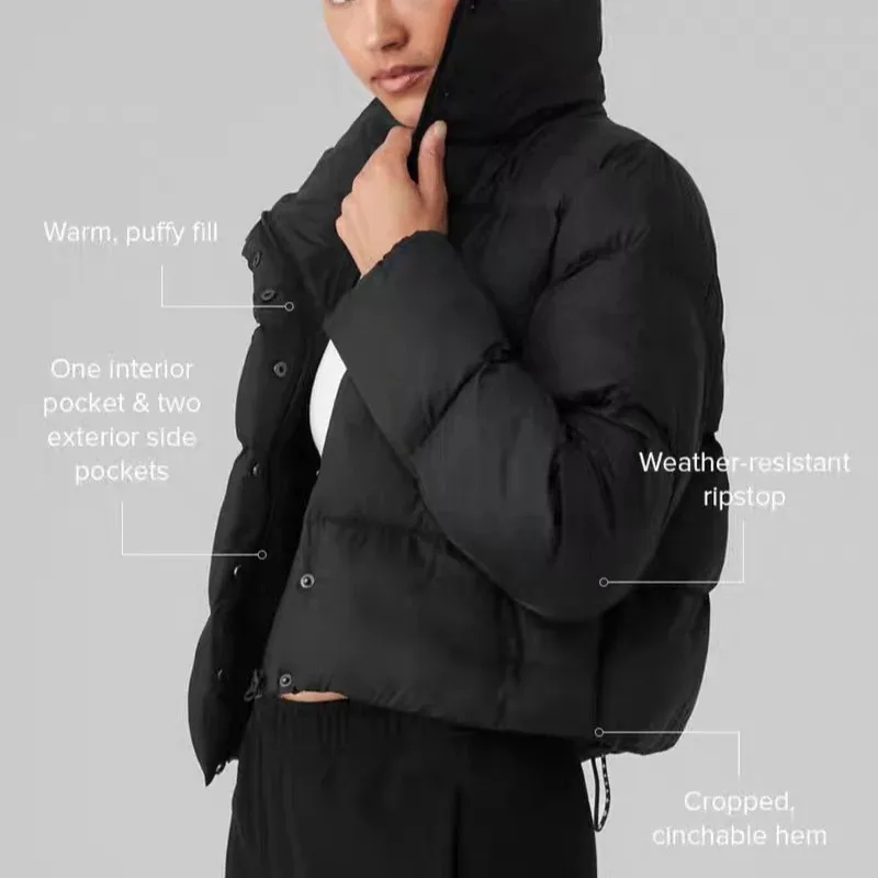 

Winter Classic Thicken Warm Cotton-padded Jacket Stand-up Collar Sport Puff Parkas Women Loose Cotton Puffer Short Coat Outdoors