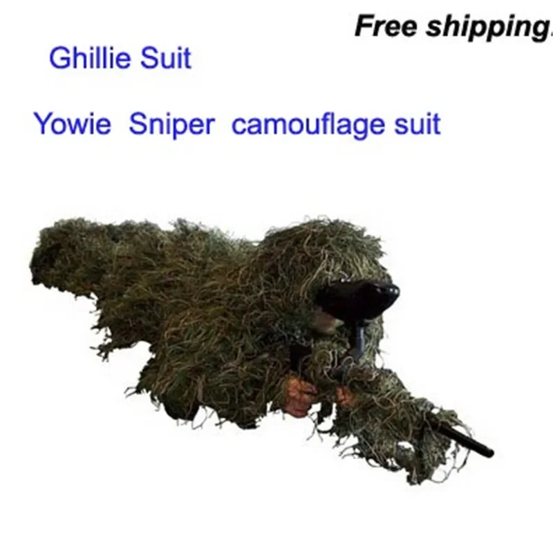 Forest Camouflage Ghillie Suit, Grass Type Hunting Clothing, Yowie Sniper 3D Bionic Clothes, Add Suit, Big Size for Tall People