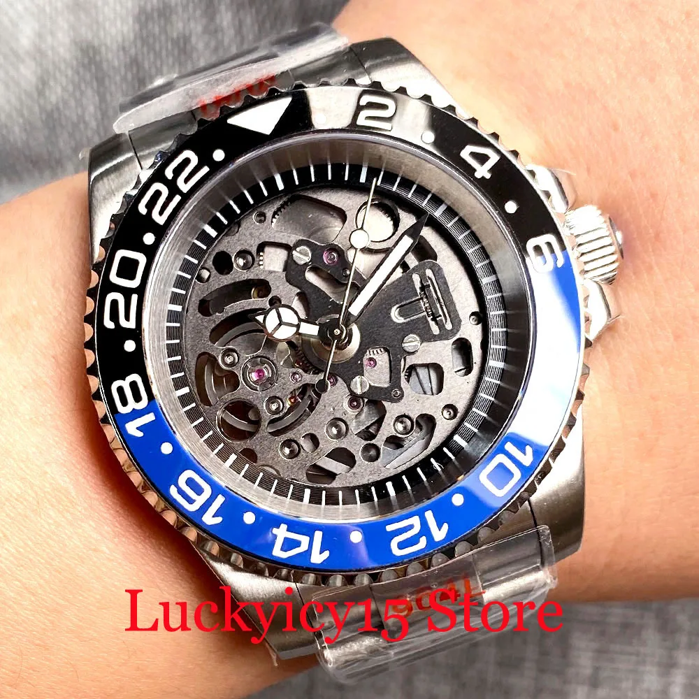 Tandorio Brand Luminous Hands 40MM NH72A Automatic Mechanical Men Watch Sapphire Glass Steel Brushed Strap