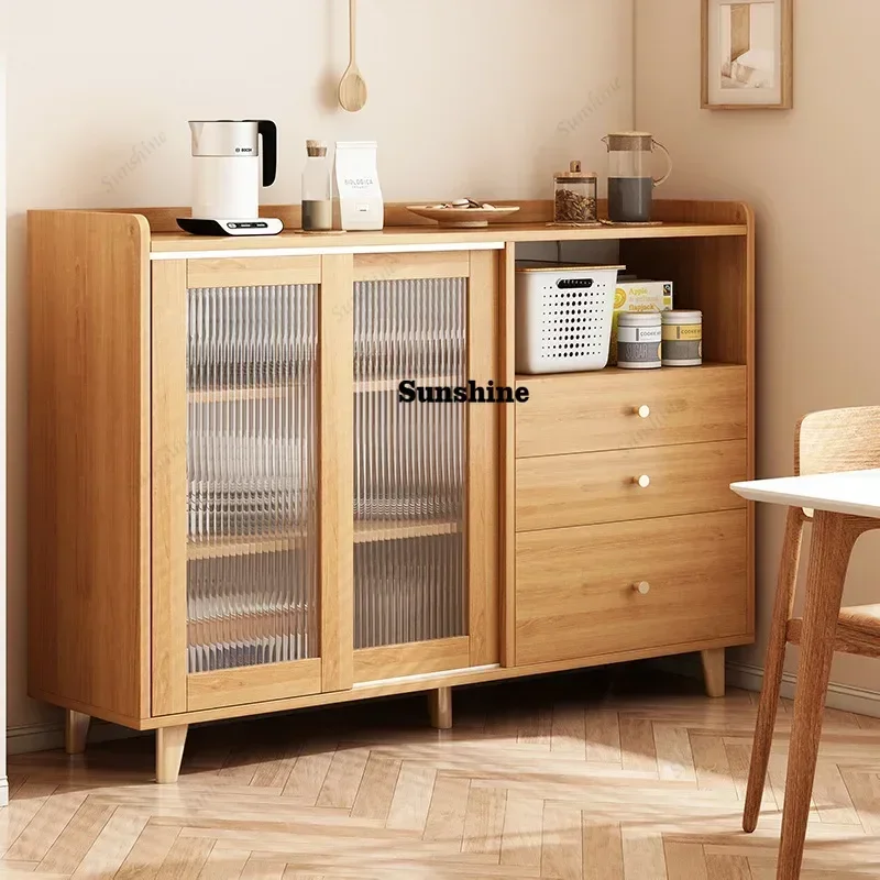 Log Color Simple Dining Sideboards Modern Japanese Style Kitchen Storage Cabinets Nordic Tableware Cabinet Dining Room Furniture