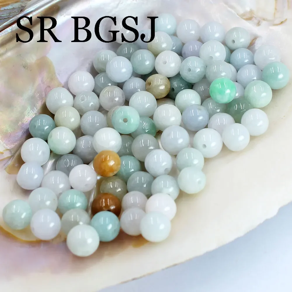 

8mm 100pcs Genuine Jadeite Myanmar Ice Jade Round Gems Natural Stone Jewelry Making DIY Vintage Spacer Beads