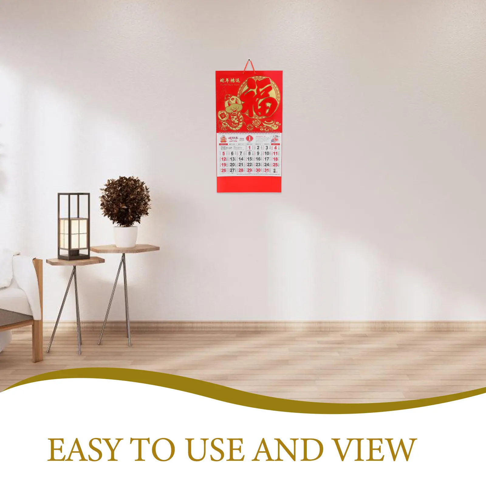 Year of Snake 2025 Chinese Hanging Wall Calendar Clear Lunar Date Traditional Style Household Monthly Calendar