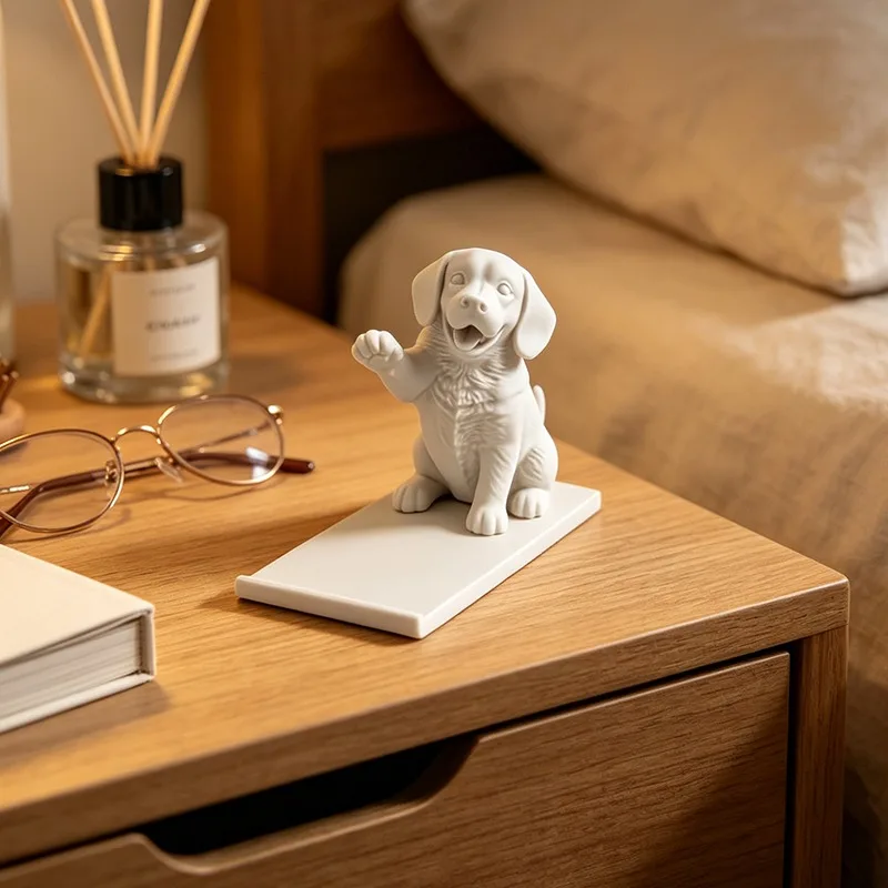 Cute Puppy Phone Holder 3D Printed Figurine Cartoon Beagle Support Stand Minimalist Animal Sculpture Desktop Cellphone Rack