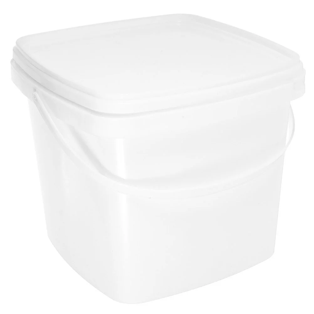 s Square Plastic Bucket 1L White Handled Storage Container for Water Ice Multi functional Portable Dorm Use