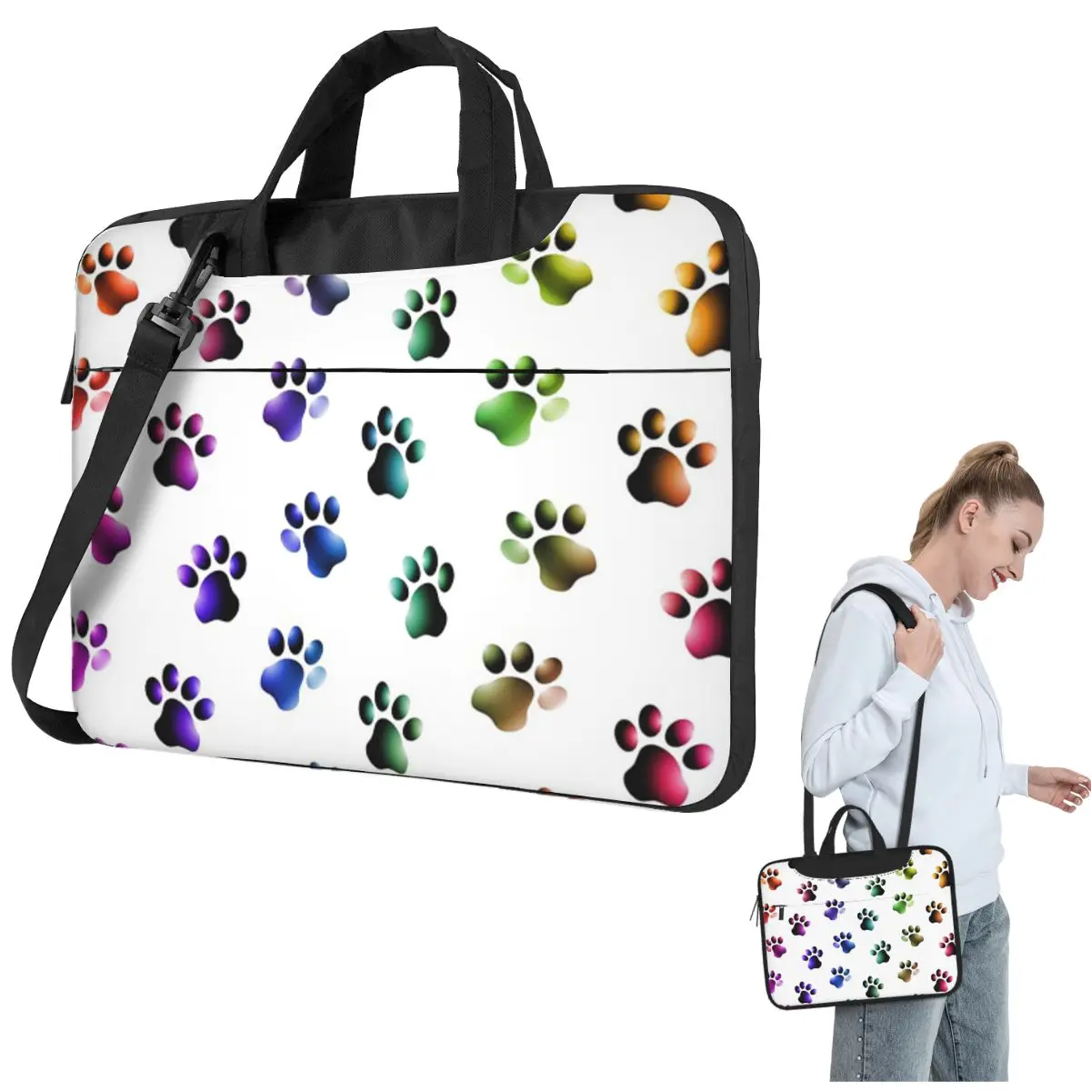 

Принты лап животных, кошки, собаки, цвета радуги, сумка для ноутбука через плечо, сумка для компьютера 13, 14, 15,6-дюймовая сумка для ноутбука Lenovo