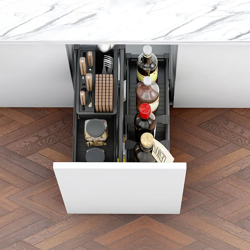 Kitchen Cabinets Pull Baskets Seasoning Pull Baskets Double-layer Sliding Drawers Kitchen Storage And Sorting Dishes Pull Basket
