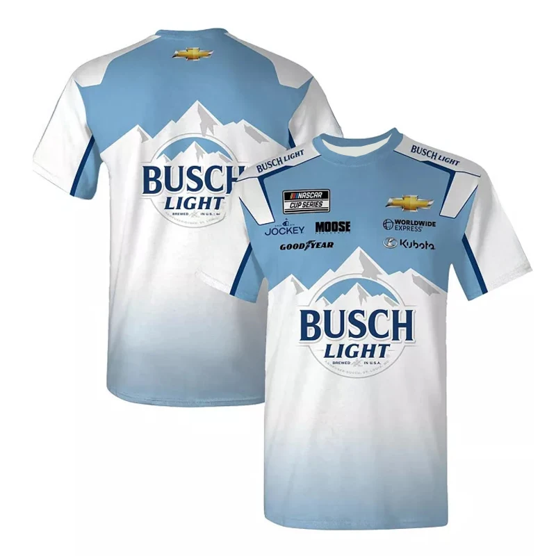 Chevrolet Racing Ross Chastain Busch Racing Camiseta de manga corta para hombre, moda urbana, camisa deportiva informal, Top de gran tamaño con cuello redondo