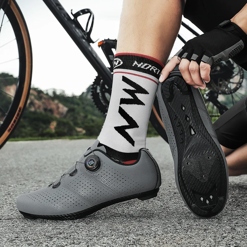 Zapatos de Ciclismo de Carretera para hombre, zapatillas de deporte grises T886 velocidades con bloqueo automático para bicicleta de carreras, tacos para mujer, calzado para ciclismo de montaña