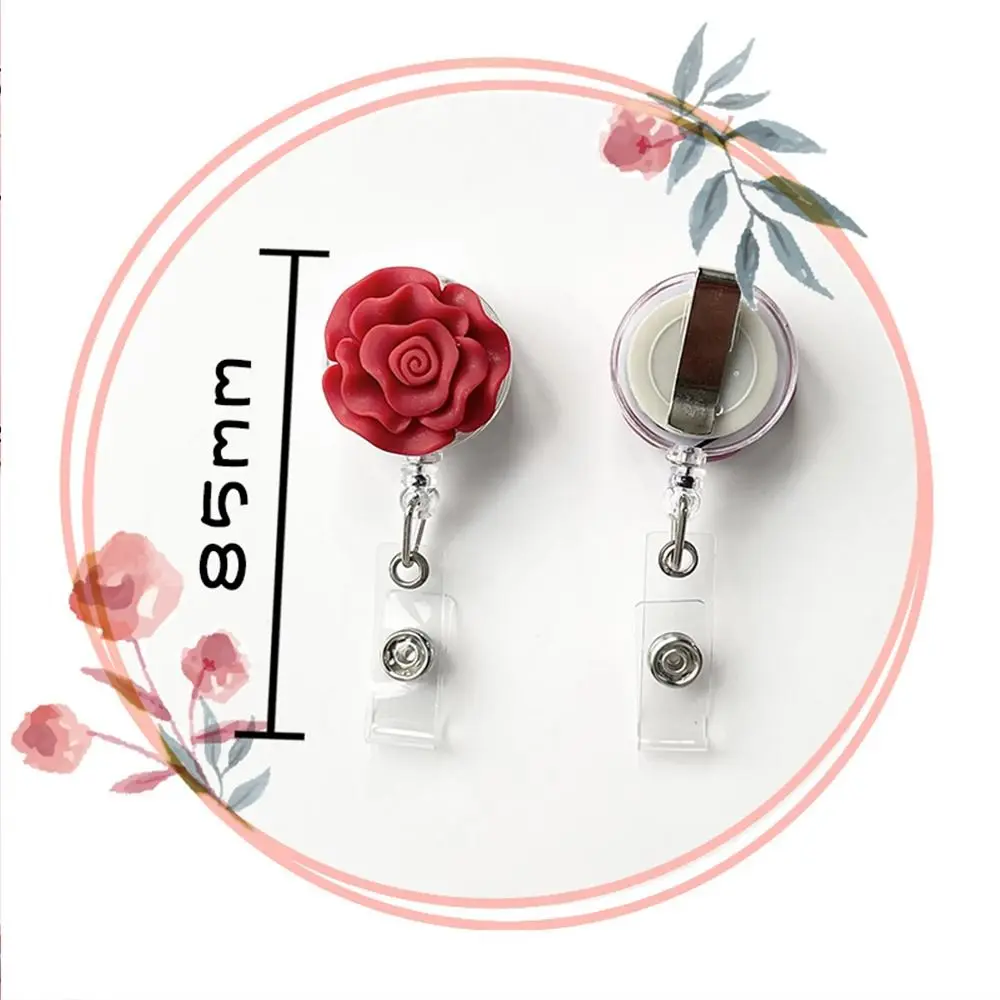 New Girl Three-dimensional Rose Back Clip Student Badge School Brand Portable Flexible and Transparent Lanyard Badge