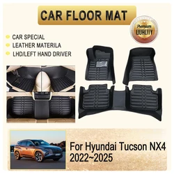 Full Set Car Floor Mats For Hyundai Tucson NX4 N-Line LWB 2022~2025 Leather Pad Foot Carpet Left Hand Driver Rug Car Accessories