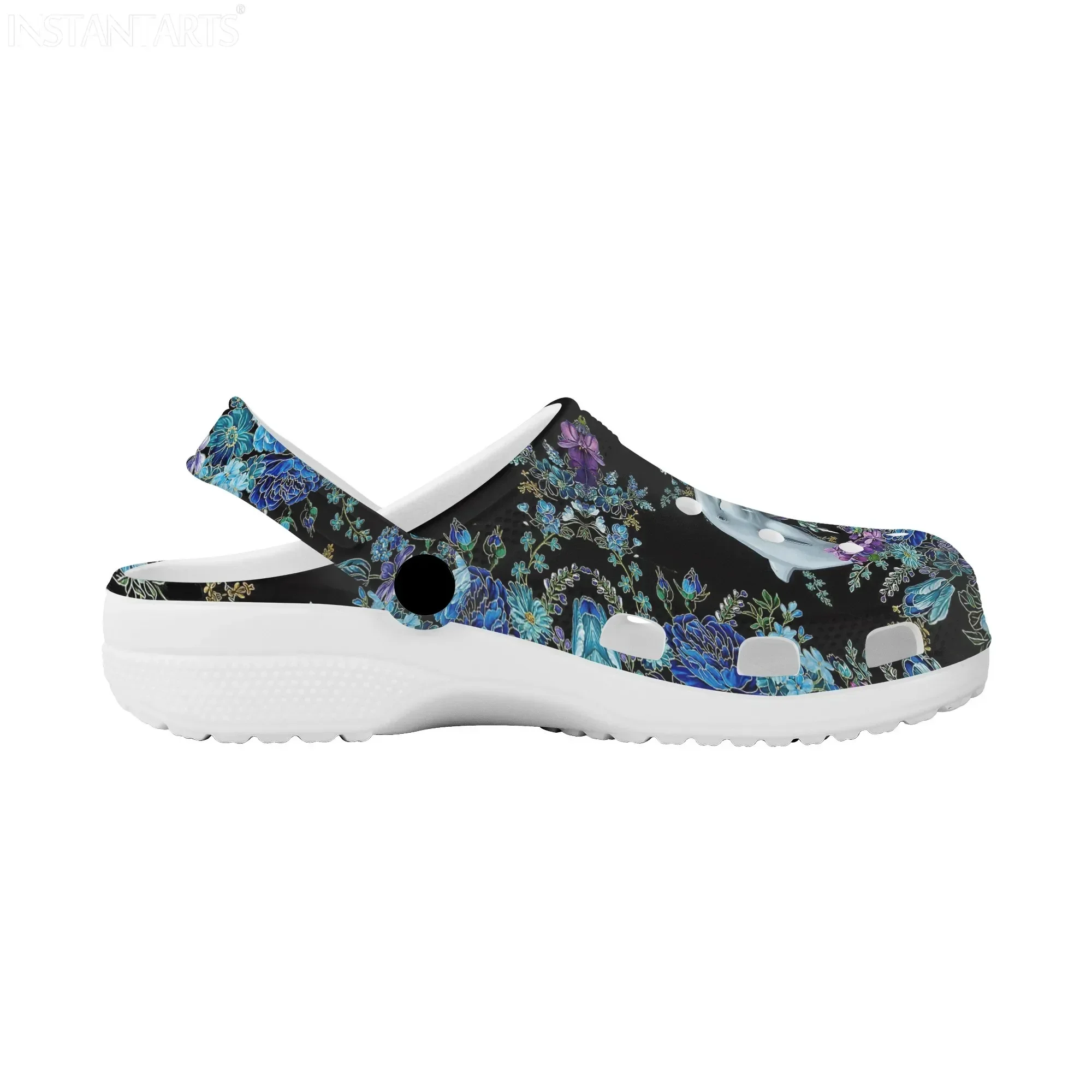 Comfortable Slip-on Hole Sandals Women's Luxury Soft Garden Shoes Bohimia Dolphin Floral Print Ladies Casual Clogs