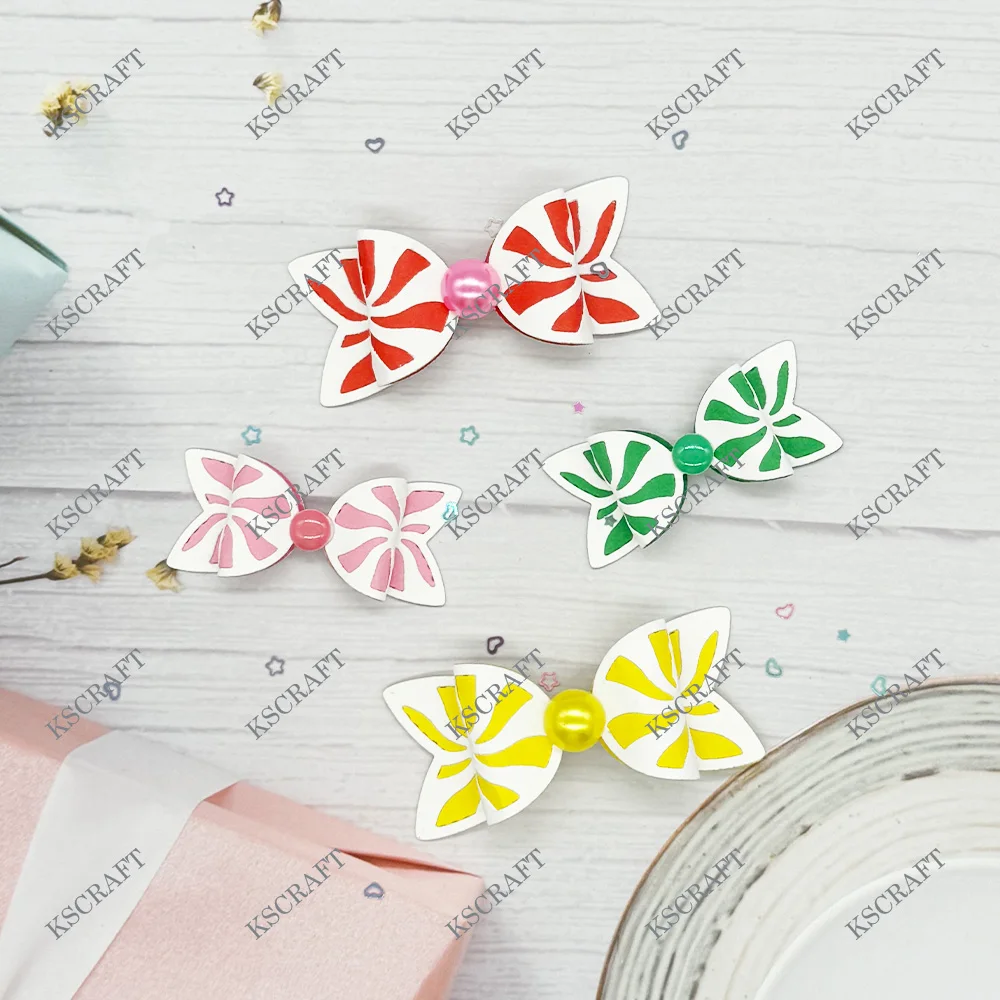 KSCRAFT Peppermint Candy Bow Cutting Dies Stencils for DIY Scrapbooking Decorative Embossing DIY Paper Cards