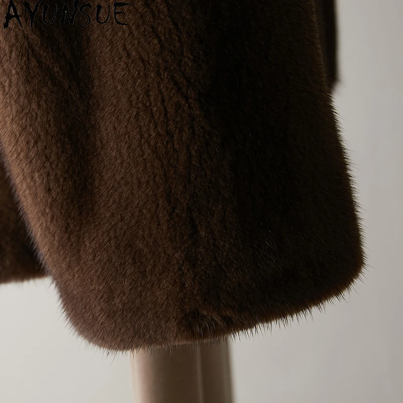 AYUNSUE Natural Mink Fur Coats Woman 2025 Winter Coats Jackets Woman Korean Style Lady Clothes Woman High Quality Pelz Jacke