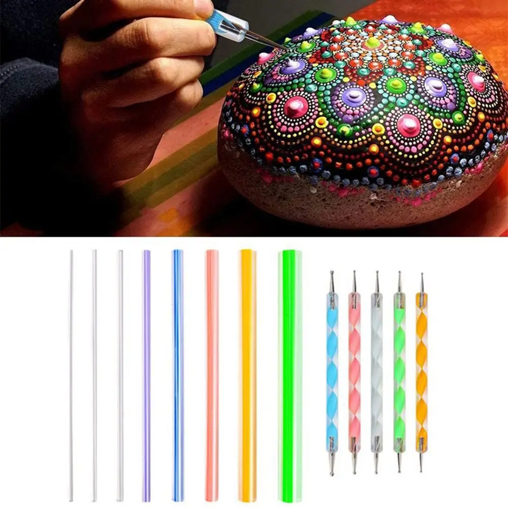 13Pcs/set Mandala Dotting Tools Set For Painting Pottery Ceramics Rocks Dot Kit Rock Stone Painting Pen Polka Dot Tool