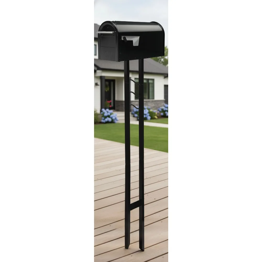 

Weatherproof Steel Mailbox with Post - USPS Approved Outdoor Curbside Medium Size Black