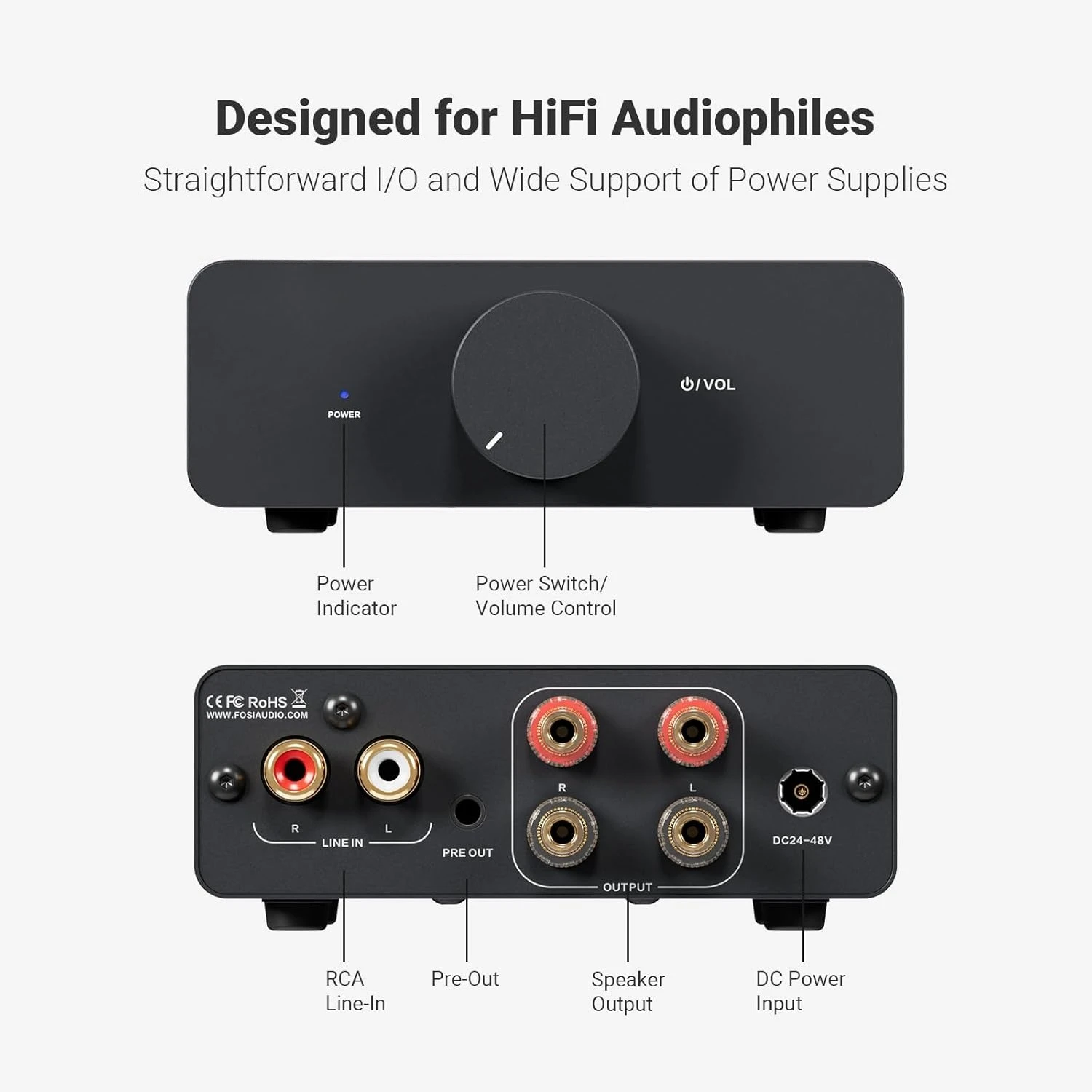 

V3 Stereo Amplifier Home Audio 300 Watts x2 Power TPA3255 Class D Mini Amp 2 Channel Audio Component for Passive Bookshelf Tower