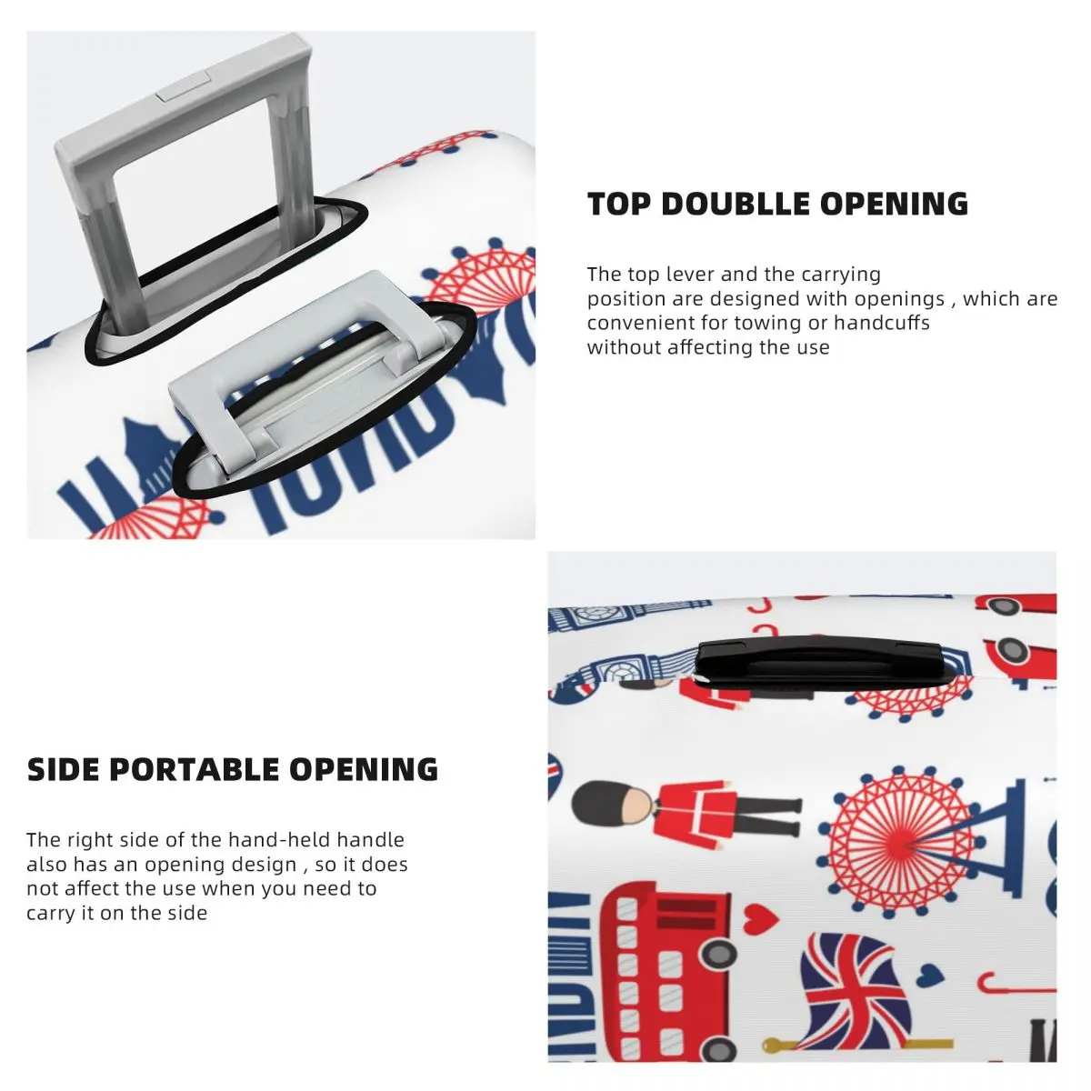 Ilustracja w stylu brytyjskim pokrowiec na walizkę Big Ben Love London rejs wakacje przydatne ochraniacz walizka
