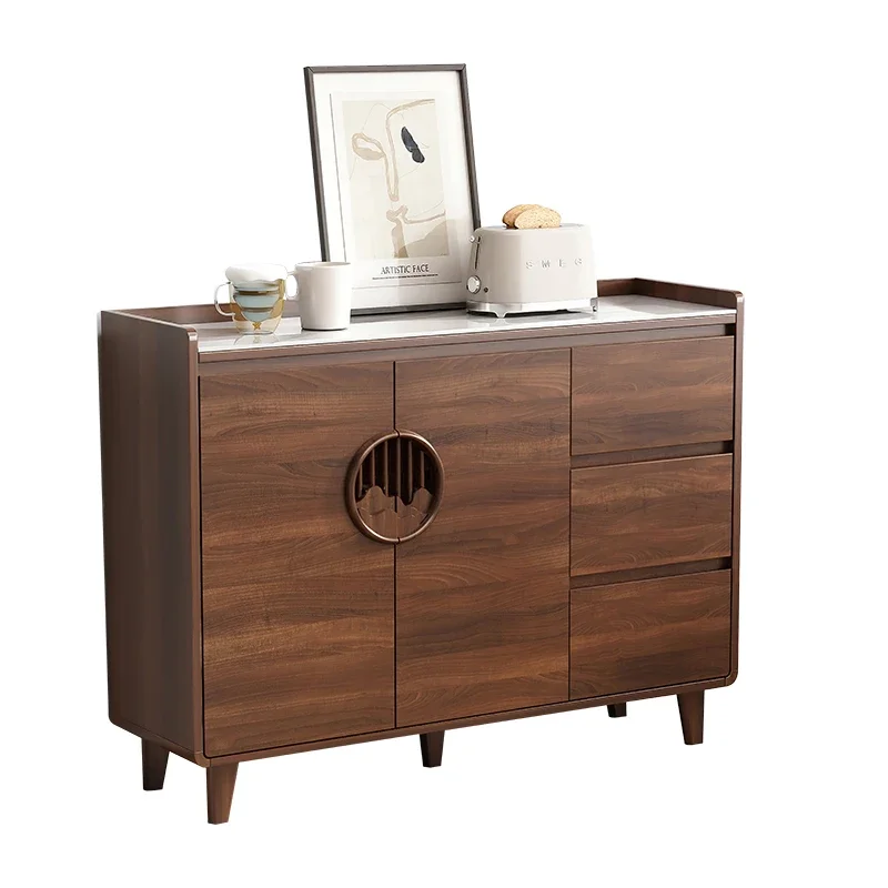 All solid wood dining side cabinet integrated against the wall, living room locker, household wall side , kitchen, tea and wine