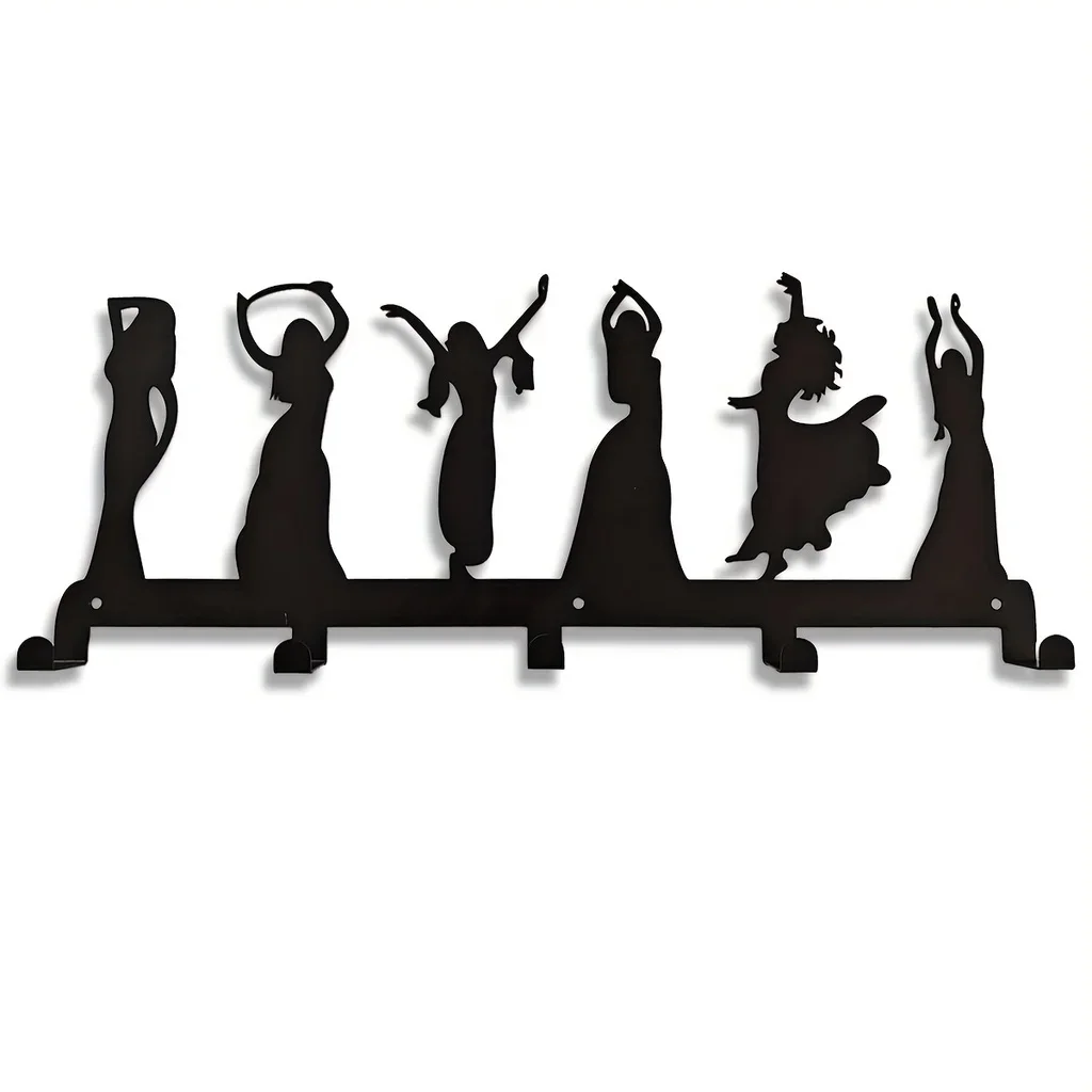 Metal Wall Hanging Storage Rack, Women Dance Metal Coat Rack For Keys, Hats, Wall Mount Hooks