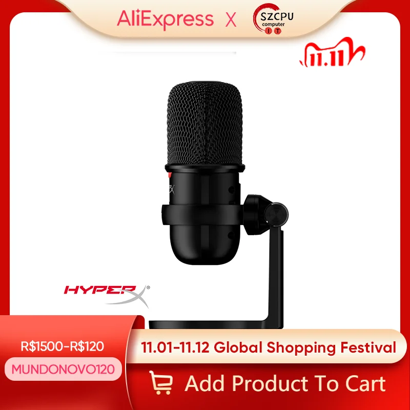 

HyperX SoloCast USB Microphone compatible with PC, PS4, PS5, or Mac / Streamlabs OBS, OBS Studio, and XSplit