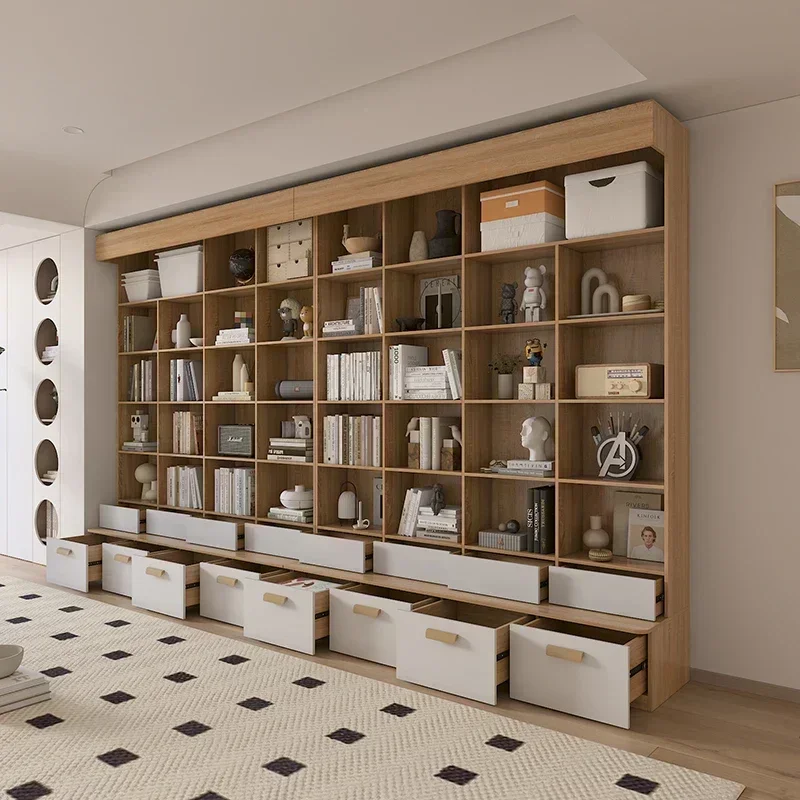 Bookcase Integrated Entire Wall to Top Bookcase Size Customization Can Add Projection Screen Bookshelf Combination Storage