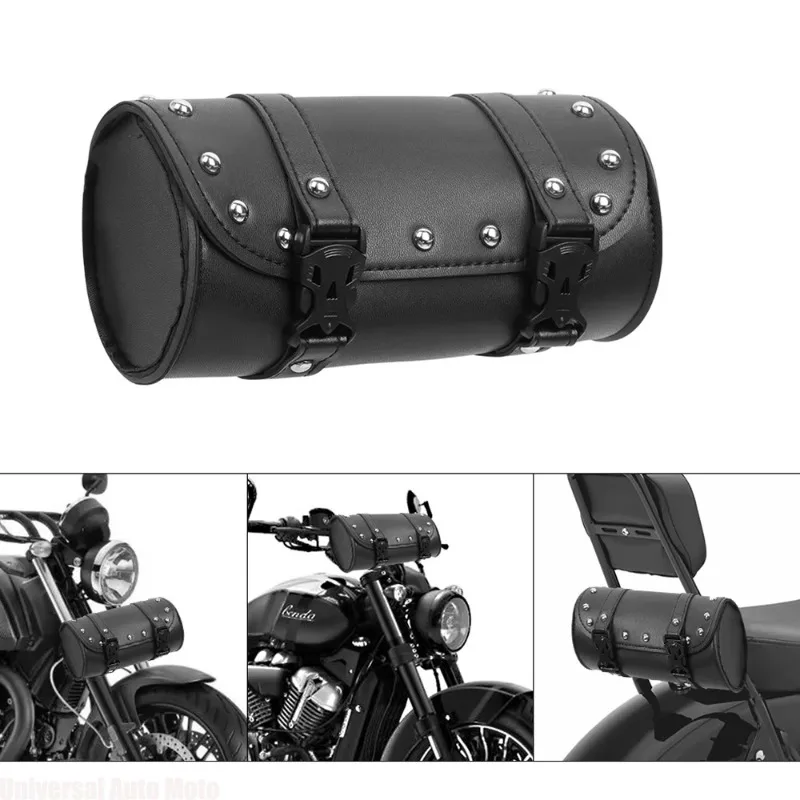 New Universal Motorcycle Fork Bag Leather Saddlebags Waterproof Tool Storage Pouch for Harley Sportster XL Softail Honda Yamaha
