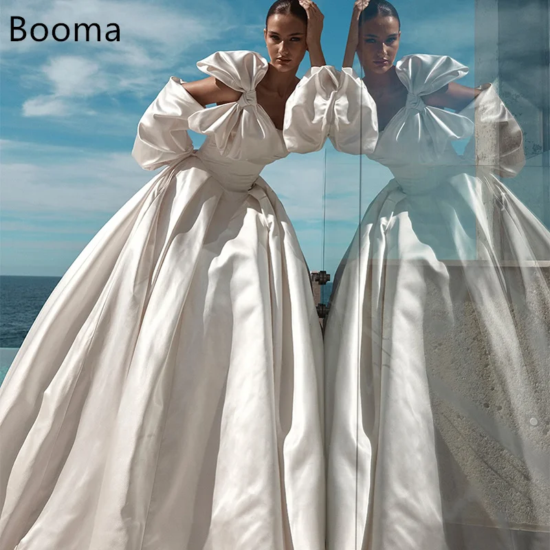 

Booma A-Line Simple One-Shoulder Wedding Dresses Sleeveless Pleat Satin Bow Long Elegant Brides Gown Custom Made 2025