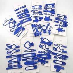 6PCS/SET Vibrant Hairpin Set Charming Metal Hair Clips Rabbit Ear Heart Geometric Shapes Klein Blue Stylish Hairpins