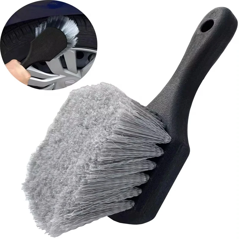 

Wheel & Tire Brush for Car Rim, Short Handle Steel Wire Car Wash Brush, Cleans Tires & Releases Dirt and Road Grime