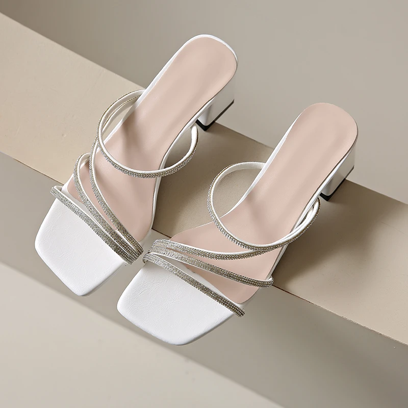 Summer New Style Pointed-toe Lace-up High-heeled Women's Slippers for Parties and Banquets, Women's Sandals, Extra Large Size 32