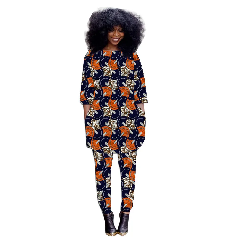 

Autumn African Women's Groom Suit African Outfits Half Sleeve Tops Patch Pants Tailor Made Female Ankara Outfit