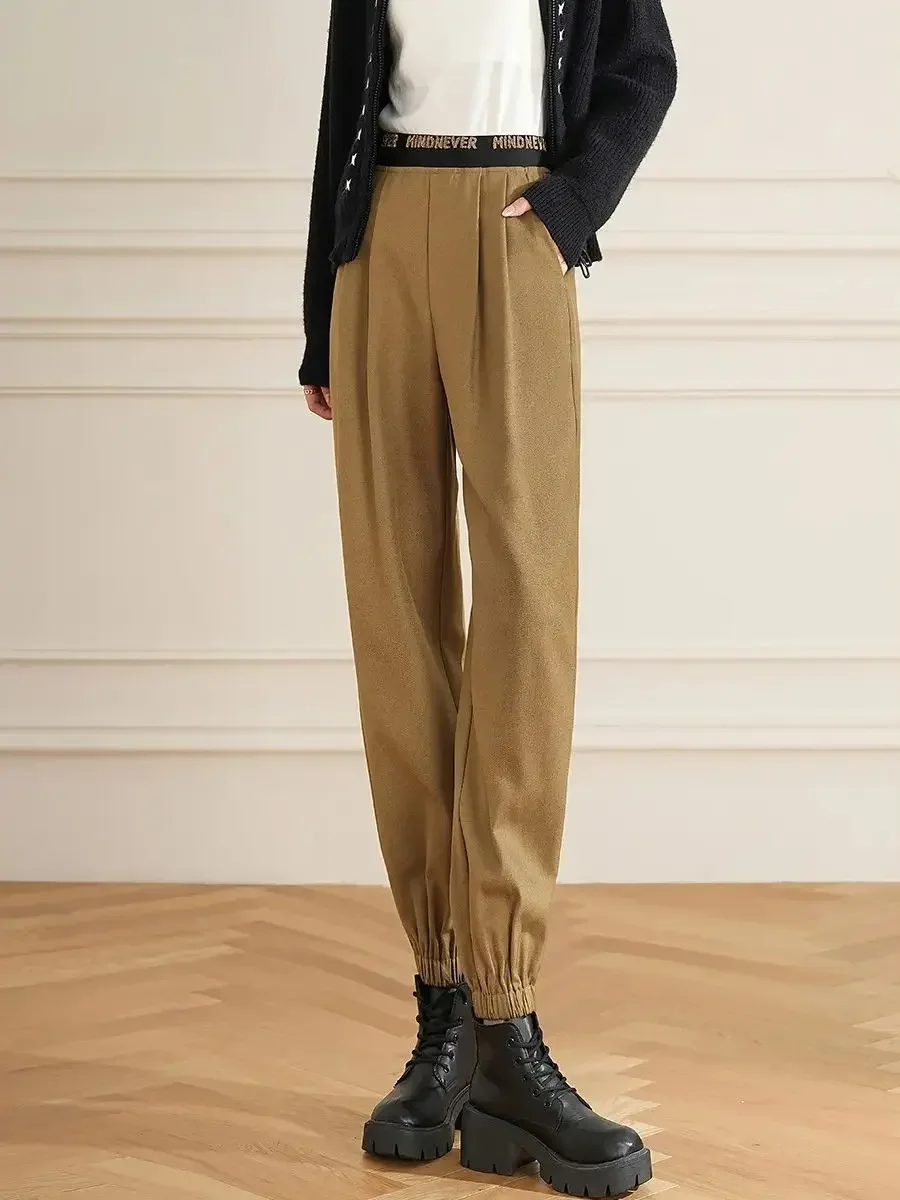 LOUIS YAO Women Pants Cropped Tapered Harem Pants 2024 New Arrival Stylish Pleated Cuffed Contrast Color Women's Casual Pants