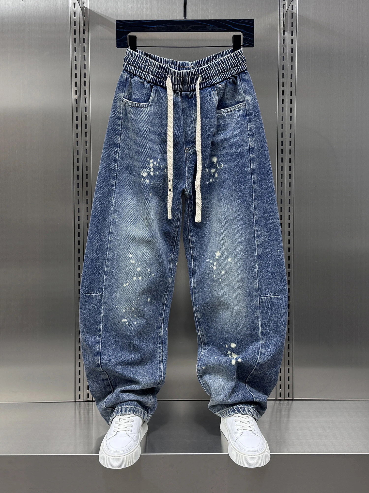 

Прямые джинсы в американском стиле High Street, повседневный свободный дизайн, удобные длинные брюки большого размера для молодых мужчин