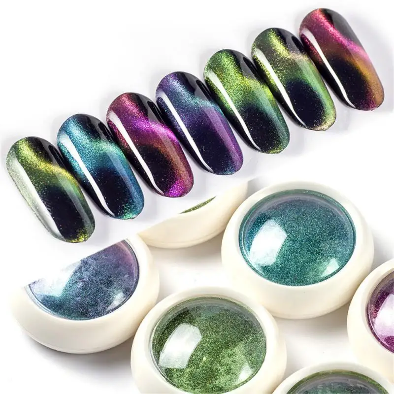 1~4SETS Nail Art Nails Nail Glitter Powder Nail Supplies 5d Cats Eye Powder Manicure 7 Color Nail Glitter Pigment