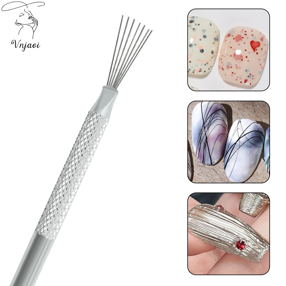 Vnjaoi 1Pcs 7 Pin Stripe Nail Art Liner Brush 3D Tips Manicure Ultra-thin Line Drawing Pen UV Gel Brushes Painting Tools