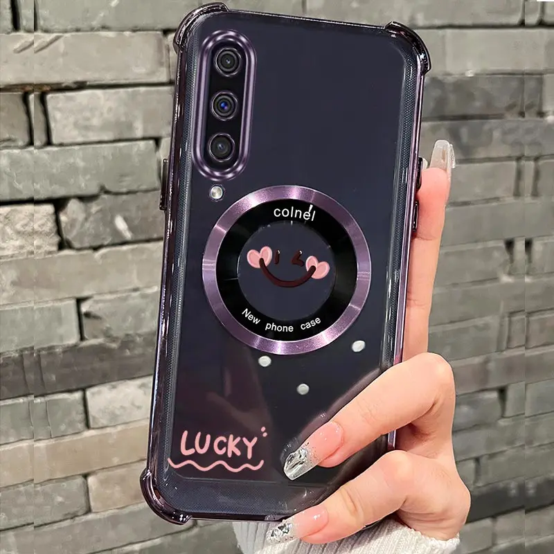 Airbag Transparent Smile Face Magnetic Phone Case For Samsung Galaxy A10 A10S A11 A20 A20S A21S A30 A30S A50 A50S A70 A750 Cover