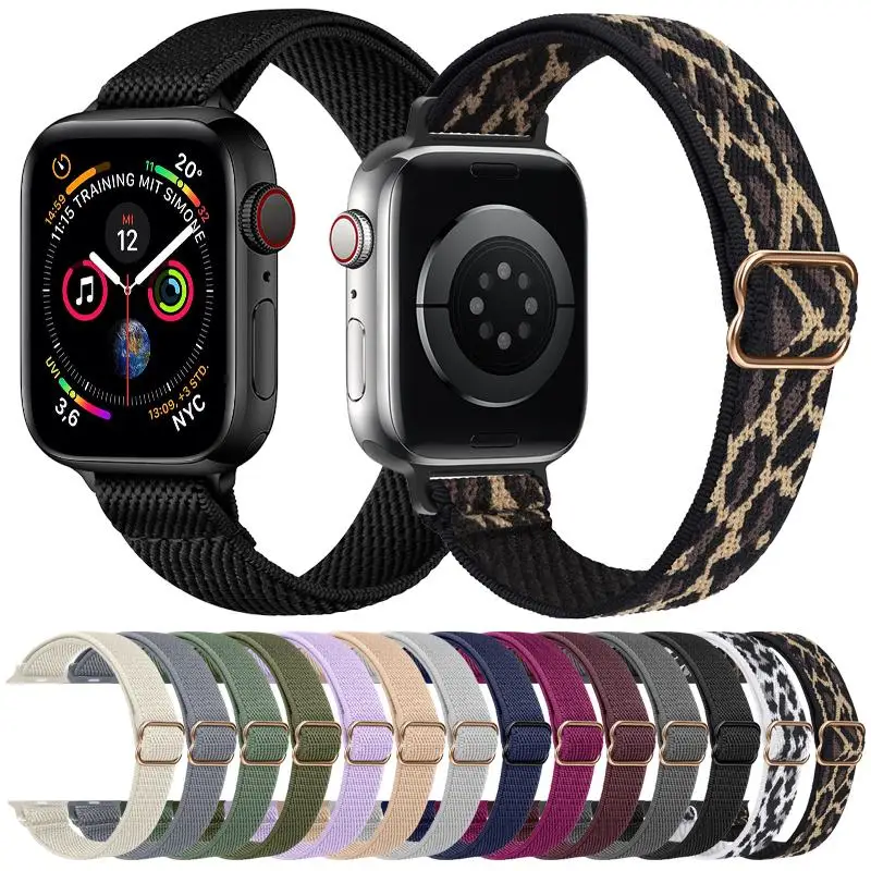 

Nylon Strap for Apple Watch Band Ultra2-1 49mm 41mm 45 mm 38/42 Bohemian Elastic Bracelet iWatch Series 9 8 7 6 5 4 3 Se 40/44mm