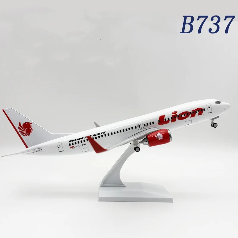 

Модель самолета B737 Lion Air, 30 см, из смолы, игрушка для детей, с подставкой, имитация авиалайнера, масштабная модель, коллекционная