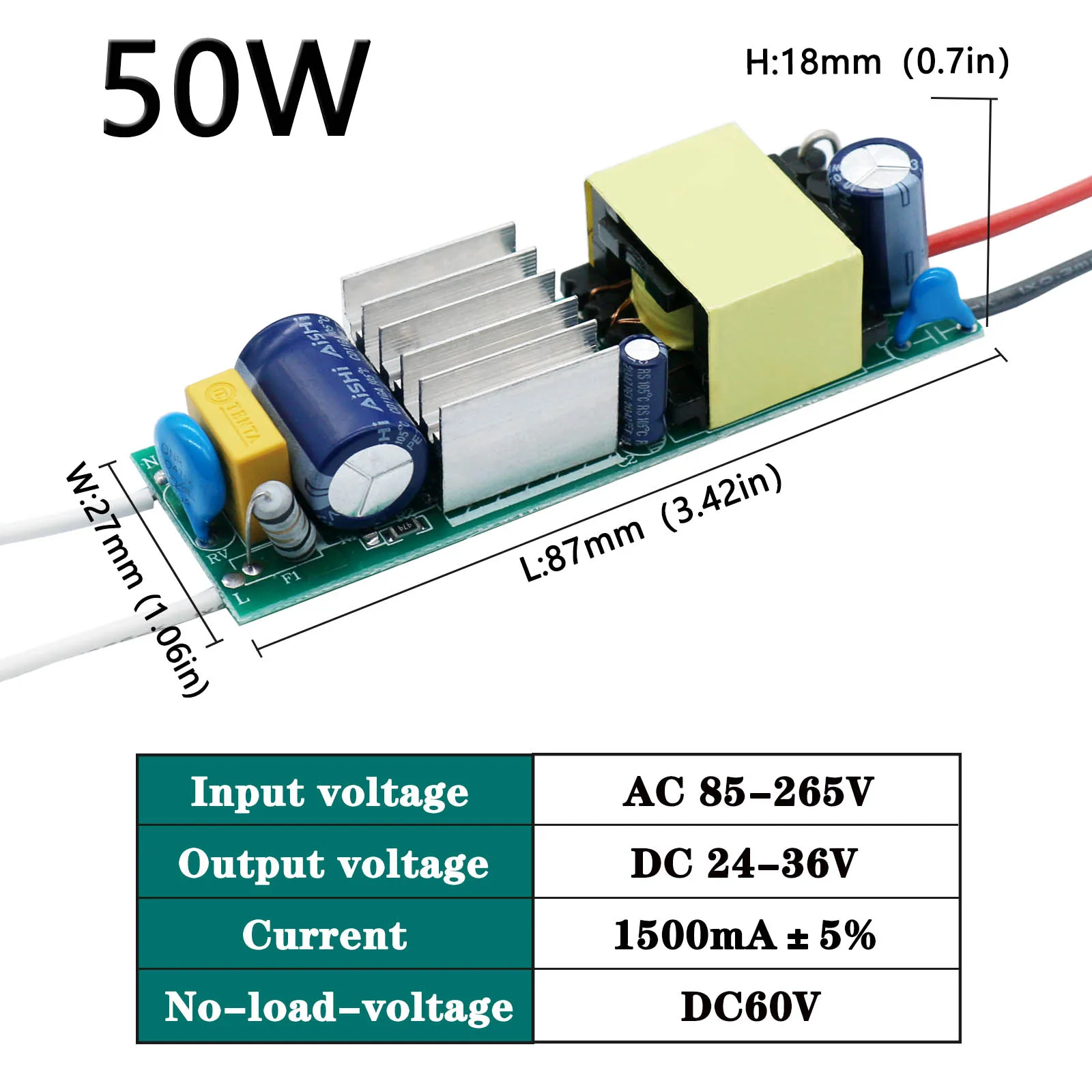 Sterownik tablicy LED 50W 40W 30W 20W 10W DC24-46V Bez migotania Zasilacz transformator oświetleniowy sterujący prądem stałym DIY