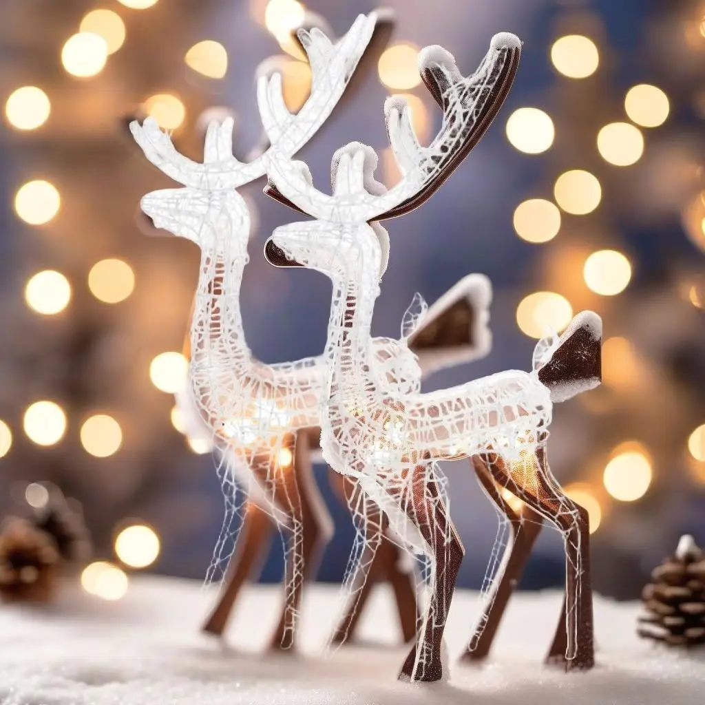 

2pcs Acrylic Cold White Reindeer Christmas Decor - 47.2cm Holiday Ornaments