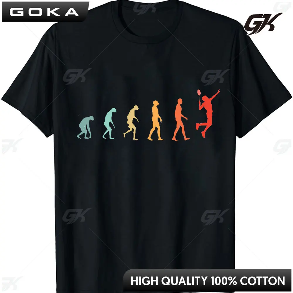 Vintage Men Badminton with The Shuttlecock in Retro Look T-Shirt Outdoor Enthusiasts Tee Tops Cotton Ventilate Clothing