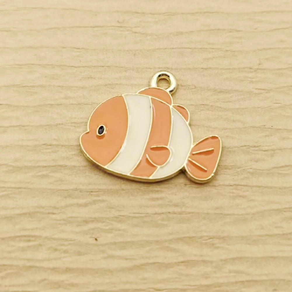 10pcs Fish Charm for Jewelry Making Diy Accessories Earring Bracelet Keychain Pendant Craft Supplies Alloy Metal Gold Plated