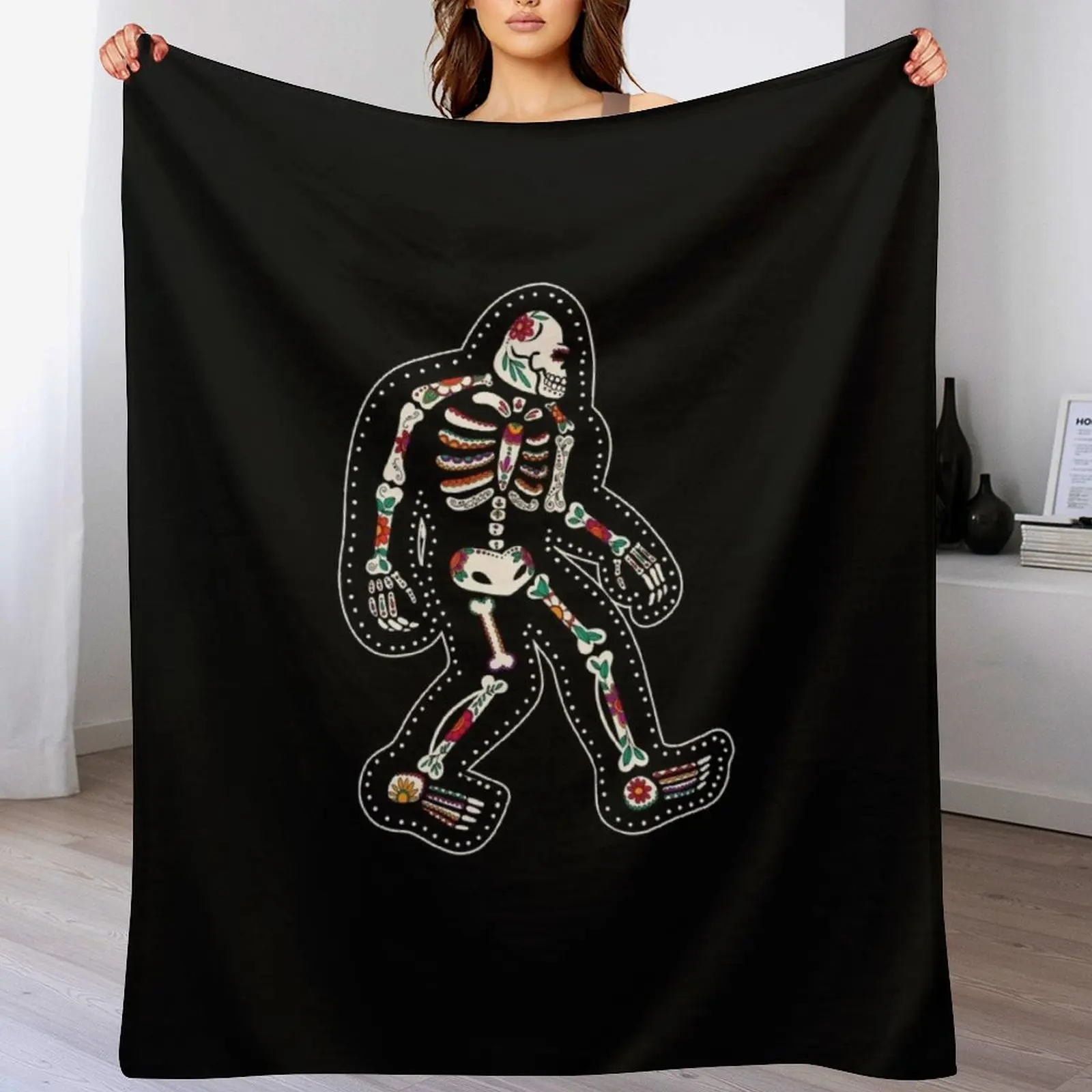 

Day of the Dead Bigfoot Throw Blanket Elegant Warm Throw Blanket for Hotel Home