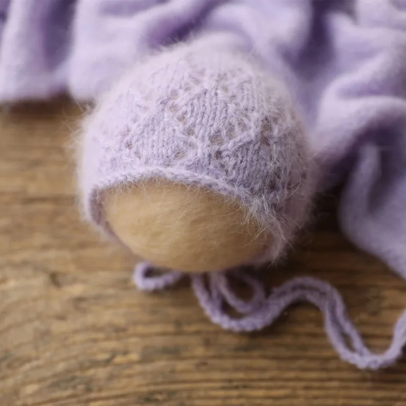 Newborn Fuzzy Wrap for Baby Photography Props, Handmade Soft Blanket for Newborn Prop