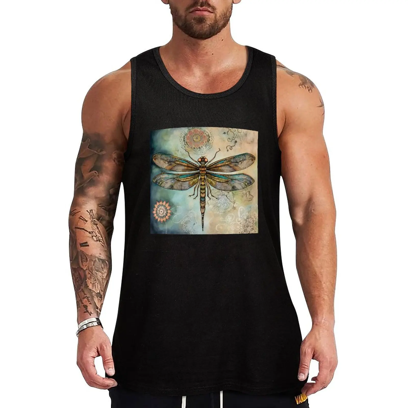 

Dragonfly Shirt, Boho Style Dragonflies hoodie Tank Top t-shirts for Men's gym Sleeveless top sleeveless jackets anime clothes