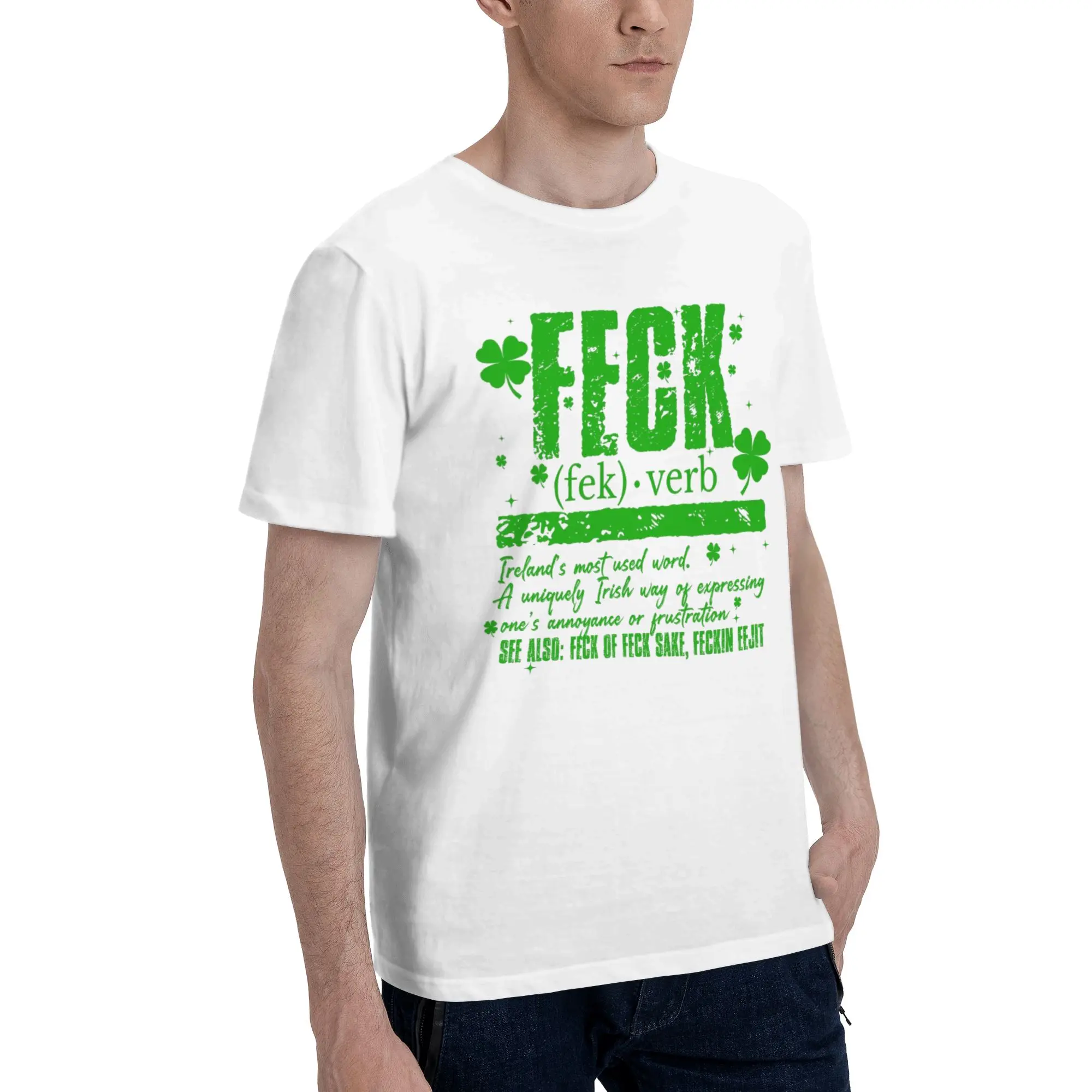 1 Piece Shamrock Novelty 100% Cotton T-Shirt Feck Definition Tops Tees For Men