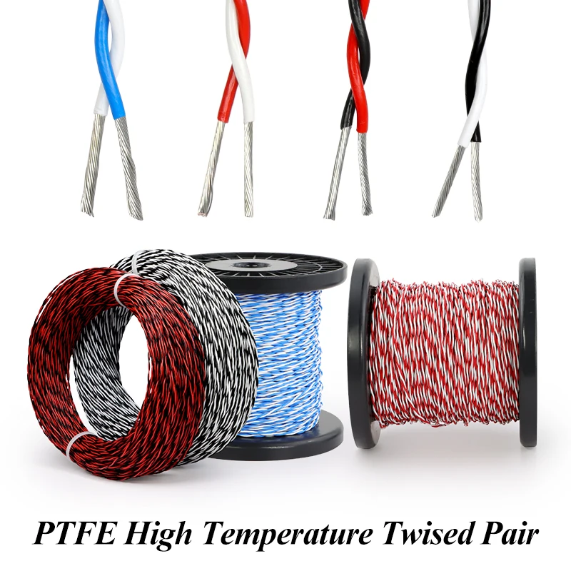 AFS200 PTFE Copper Wire Twised Pair 30/26/25/24/22/20/18/17/15/13AWG DIY FEP High Temperature 200℃ Electronic Signal 2pins Cable