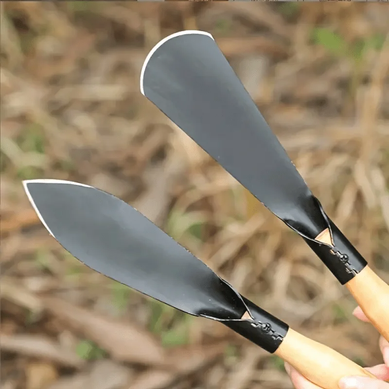 2 قطعة معاول البستنة المعدنية بمقبض خشبي أدوات تخفيف التربة المتينة متعددة الاستخدام للحفر والزراعة وإزالة الأعشاب الضارة