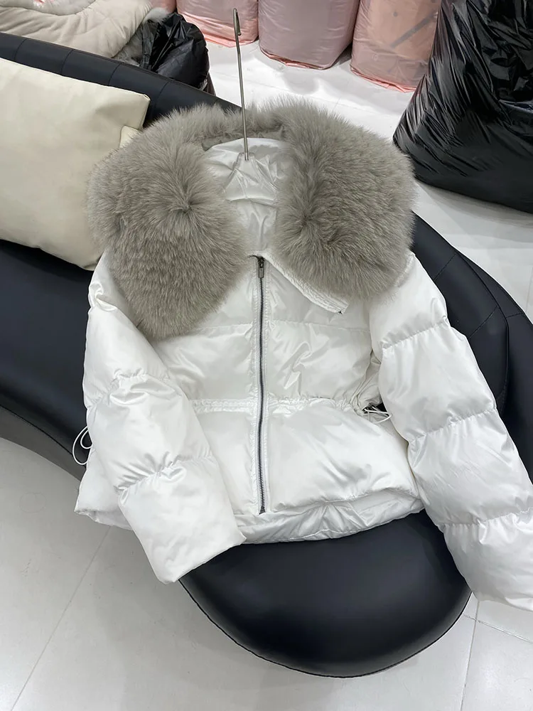 Weiße Ente Unten Jacke Frauen Winter Unten Mantel Herbst Dicke Kurze Mode Junge Neue Europäische Mode Pelzmantel Echt Fox Pelz Kragen