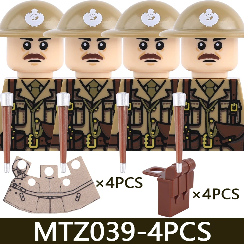 MOC Militärserie WW1 Preußische Britische Soldatenfiguren Bausteine Armee Infanterie Krieger Rucksack Zubehör Bausteine Spielzeug